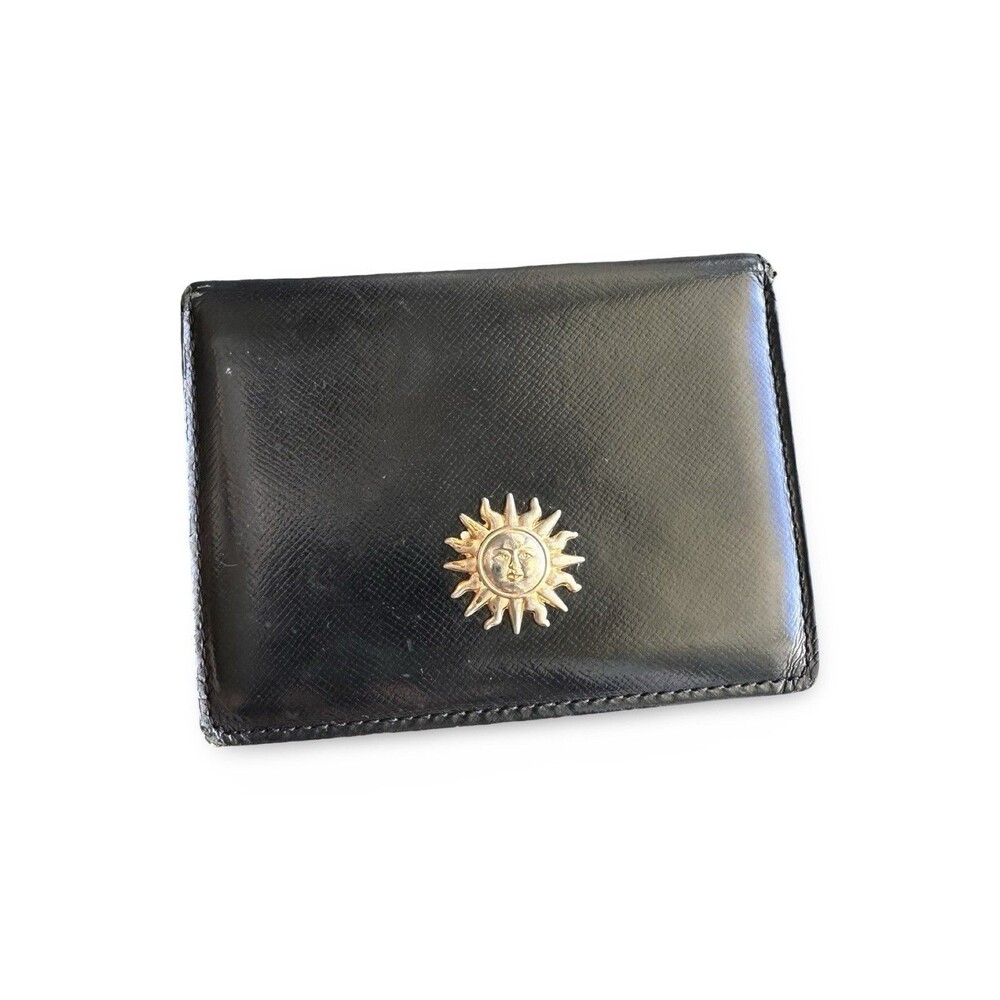 Authentic Vintage Gianni Versace Black Leather Bifold ID & Card Wallet